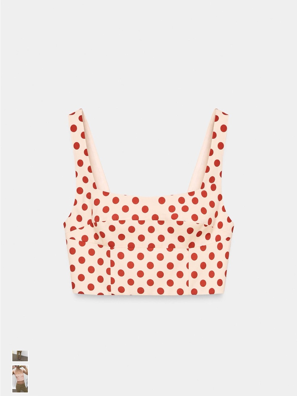 Zara Cream Crop Top with Red Polka Dots